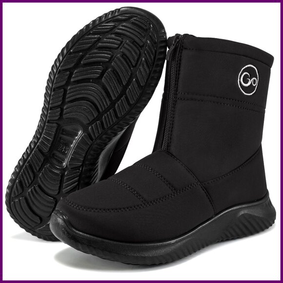 Women's Waterproof Snow Boots Fur Lined Anti-Slip Zipper Ankle Booties